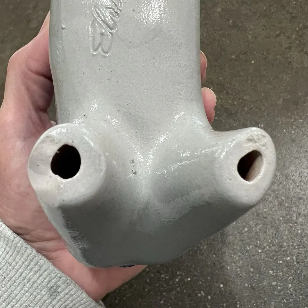 VTG Signed David ELDRETH SALT GLAZED Stonewear Pig COBALT BLUE ON GRAY - Picture 11 of 12
